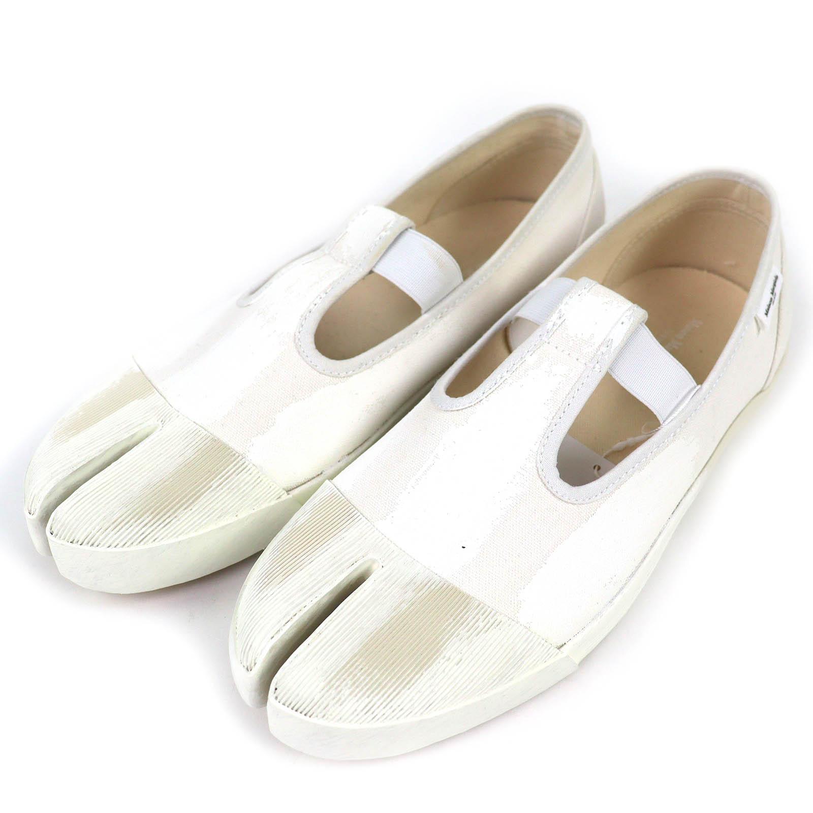 Безупречные кроссовки Maison Margiela на платформе Tabi бежевый холст 41 S97WS0064 Б/у