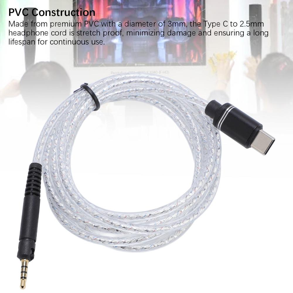 Flexible USB C to 2.5mm Headphone Cable for M30X M40X M50X for HD598 599 HD558 Wired Headphones