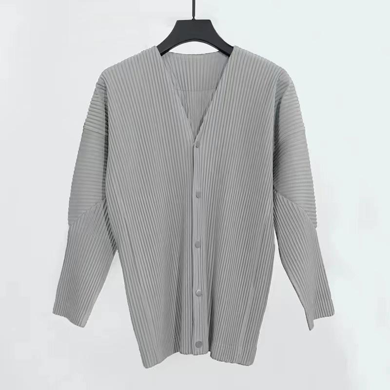 

2024 Miyake Pleats Мужская куртка без воротника - Тонкий, дышащий и удобный весенний кардиган Extra Large серый