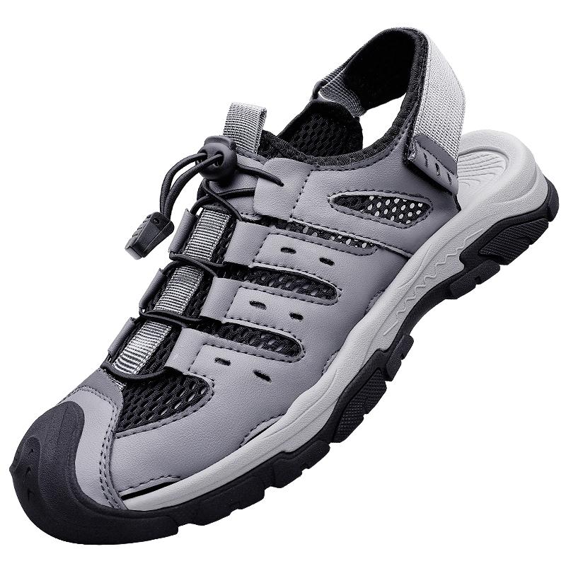 Fashion Men Leather Sandals Beach Sandals Shoes Non-slip Personality Slippers Outdoor Breathable Casual Shoes Comfortable Size 38-46