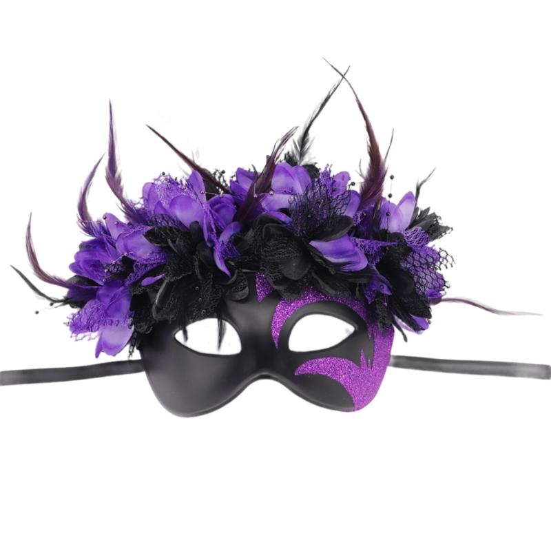Feathered Masquerade Mask Halloween Party Eye Mask Half Face Mask for Women Cosplay Masquerade Decoration Eyewears