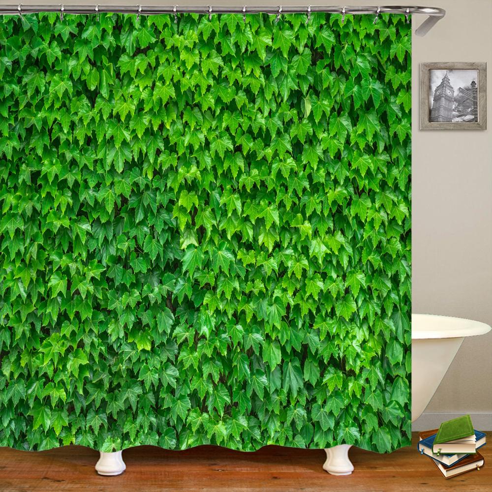 

Variety Of Various Green Plant Grass Lawn Leaf 3D Printing Shower Curtain Polyester Waterproof Home Decoration Curtain With Hook W60H190(CM)-1 Pcs