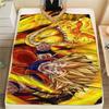 Son Goku Print Flannel Blanket, Warm for Sofa Bed Chair Picnic Travel, Bedroom Decorative Home Throw -HE22