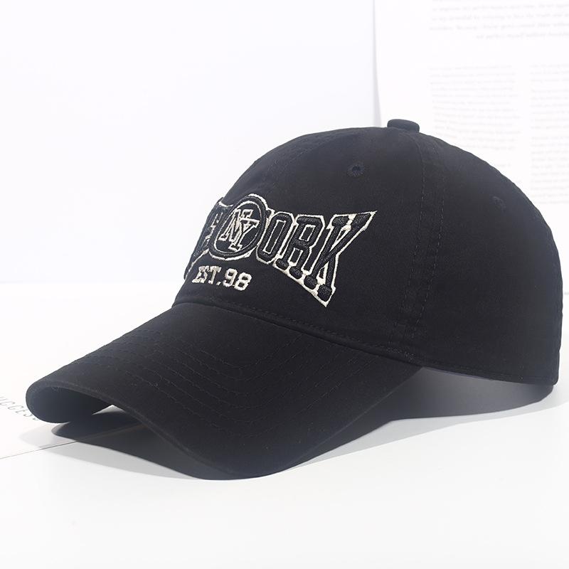 Fashion Hat Women's New Soft Top Stick Baseball Cap Korean Version Letter Embroidery Washed Cap