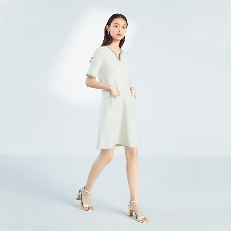 

OVVOVV Women s Color-blocked V-neck Wool Knit Dress 160/84A (M)