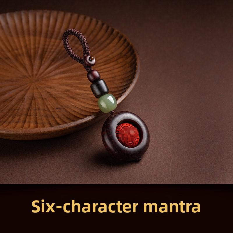 Buddhism Lotusblomma Nyckelring Tillbehör Trä Buddha Lyckobringande Pärlor Nyckelring Jadepärla Telefonamulett Väskspänne Kinesisk Charm