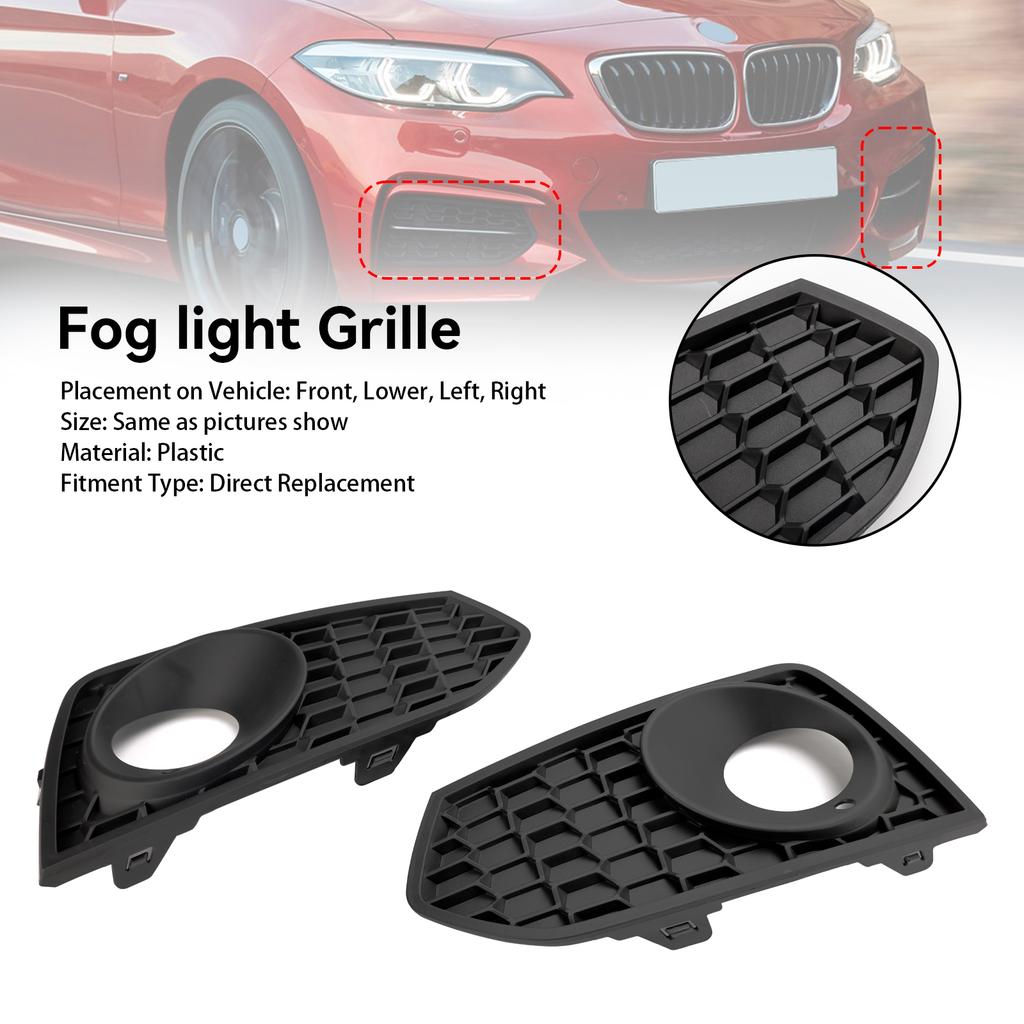 2PCS Front Bumper Fog Light Grille Grill Fit BMW 2 Series F22 F23 M Sport