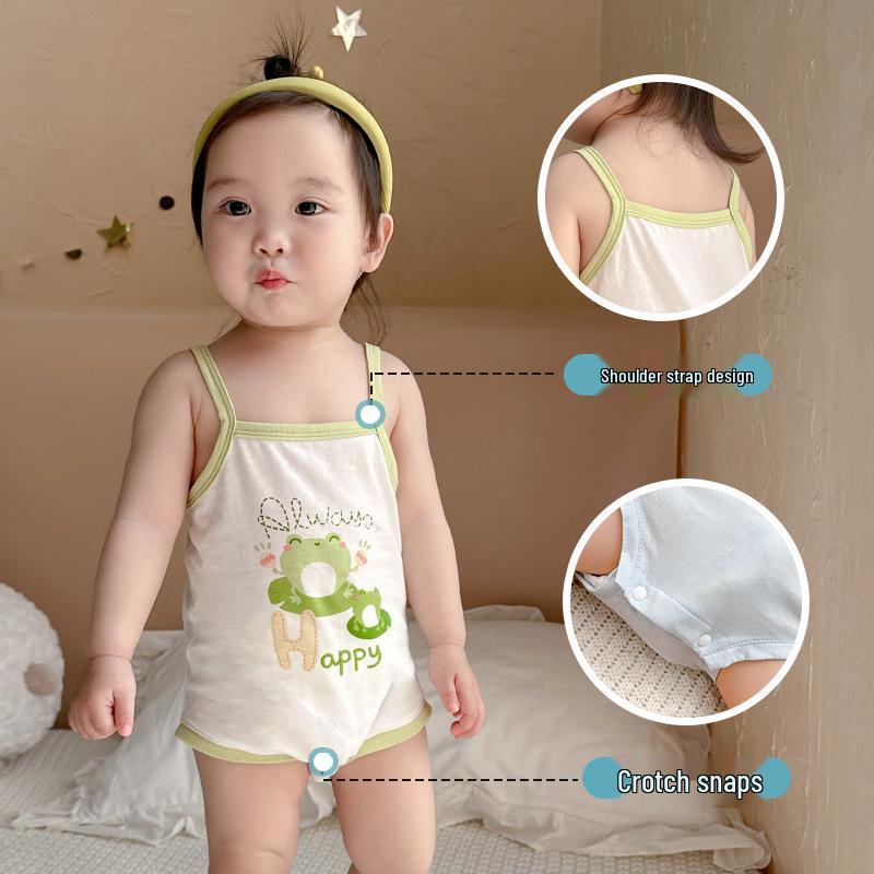 Newborn Infant Sleeveless Romper - Cute Strappy Summer Bodysuit for Boys & Girls