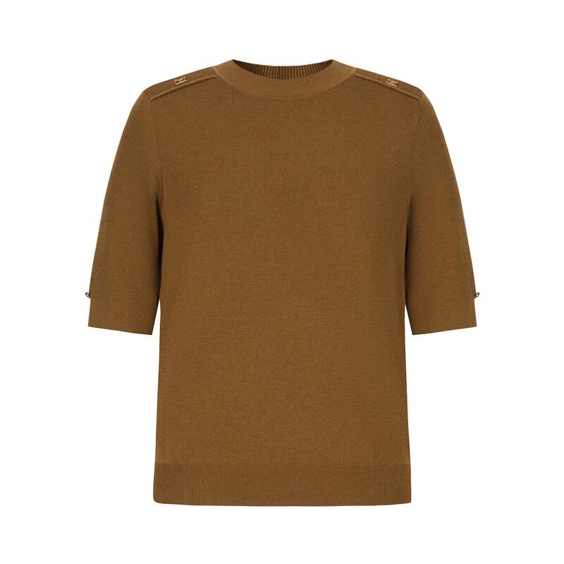 JUZUI Women's Modern Wool Blend Short Sleeve Knit Top