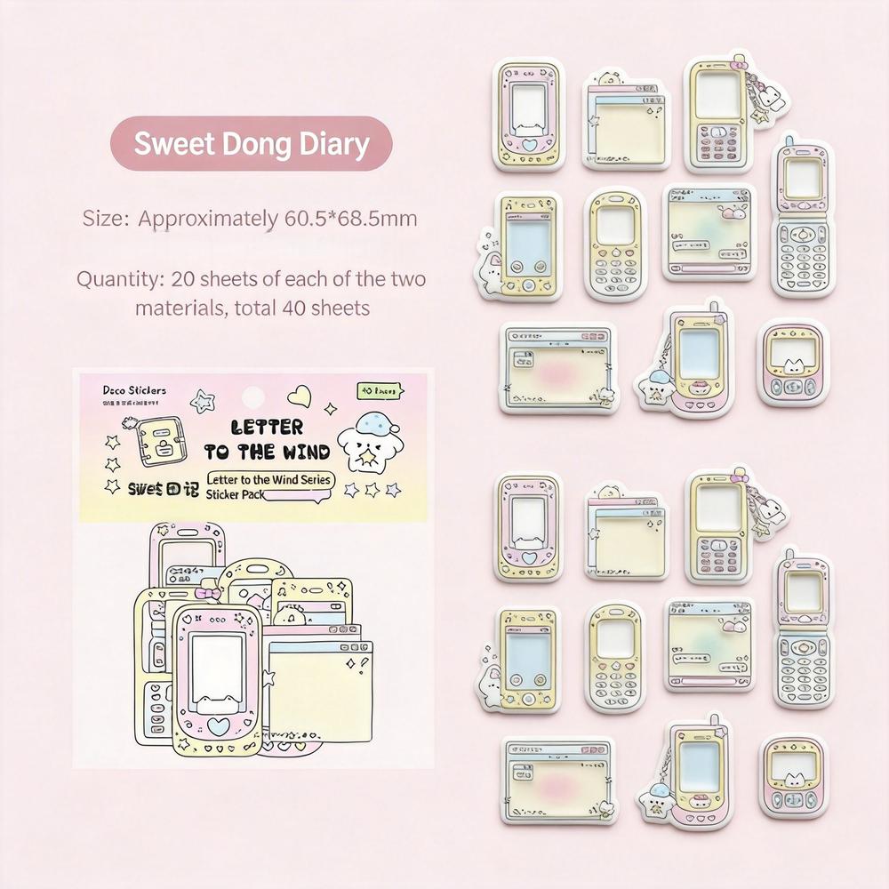 

40 Sheets Retro Game Console Stickers Kawaii Tamagotchi Shape Paper PET Sticker Pack for DIY Scrapbooking Journal Planner Decor