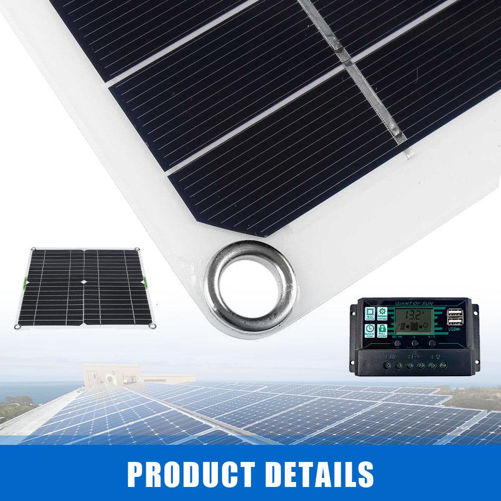 400W High-Efficiency Flexible Solar Panel Kit 12V Solar Panel Battery Charging ControllerInverter Kit Complete for Home Outdoor