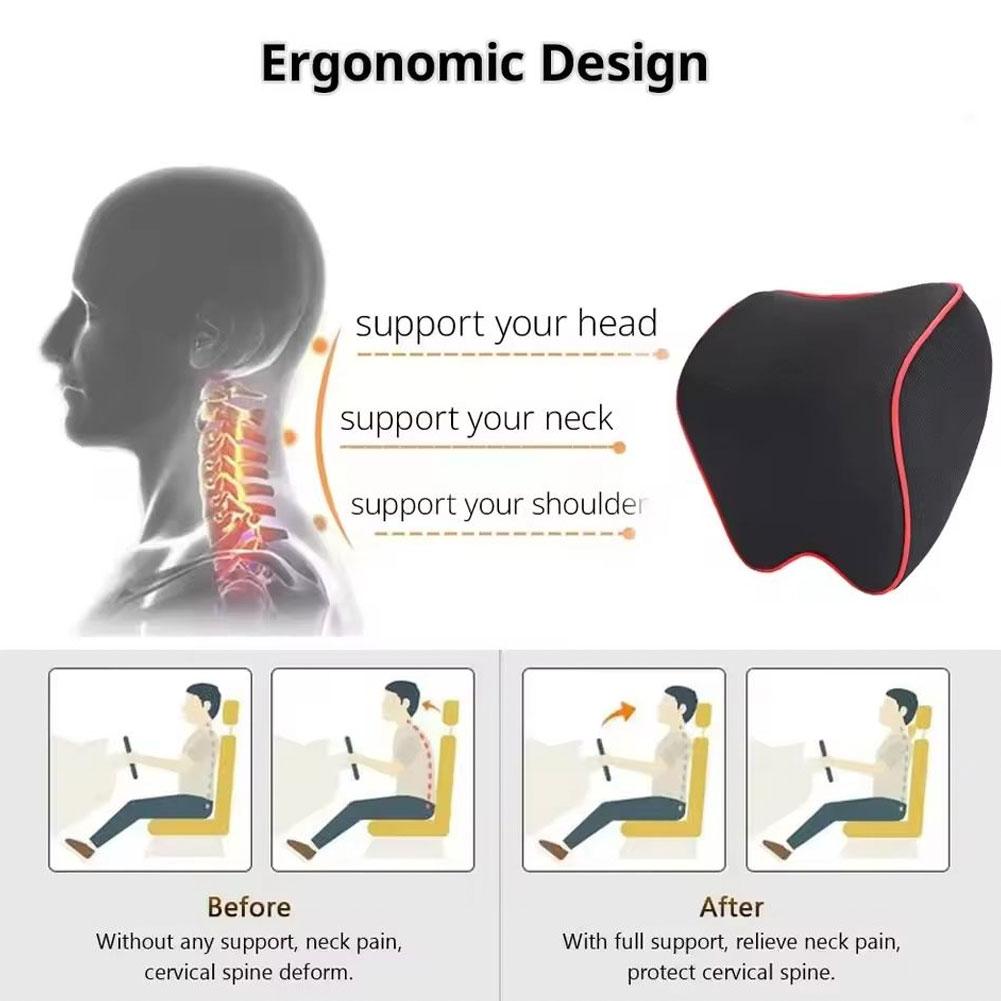 New Car Headrest Neck Pillow Auto Memory Cotton Protector Cushion Universal Soft Breathable Car Head Support Ergonomic Pillow