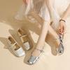 Style français avec jupe chaussures Mary Jane à bout carré pour femmes été et automne nouveau bouche peu profonde fond plat ceinture un mot chaussures simples femmes
