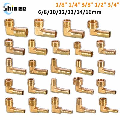 Pagoda Connector 6 8 10 12 13 14 16mm Hose Barb Connector Tail Thread 1/8 1/4 3/8 1/2 3/4 1BSP Thread Brass Pipe Fittings Elbow