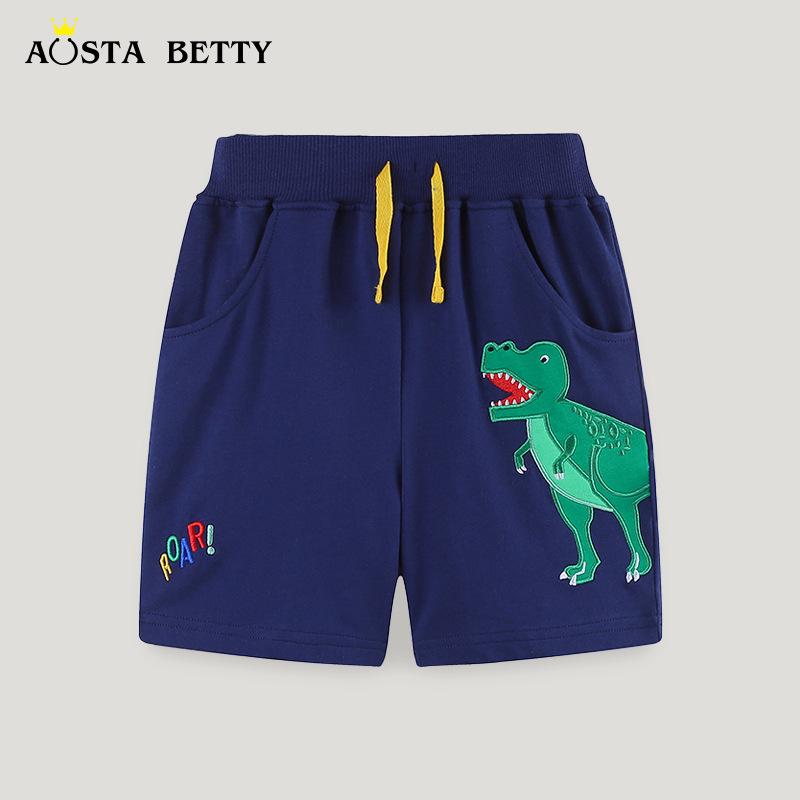 

Boys Summer 2025 Cartoon Dinosaur Embroidered Sports Shorts 7Y