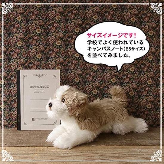 Ninian and Kino Plush Realistic Lying Approximately 40cm Long Dog, Down, (Shih Tzu)