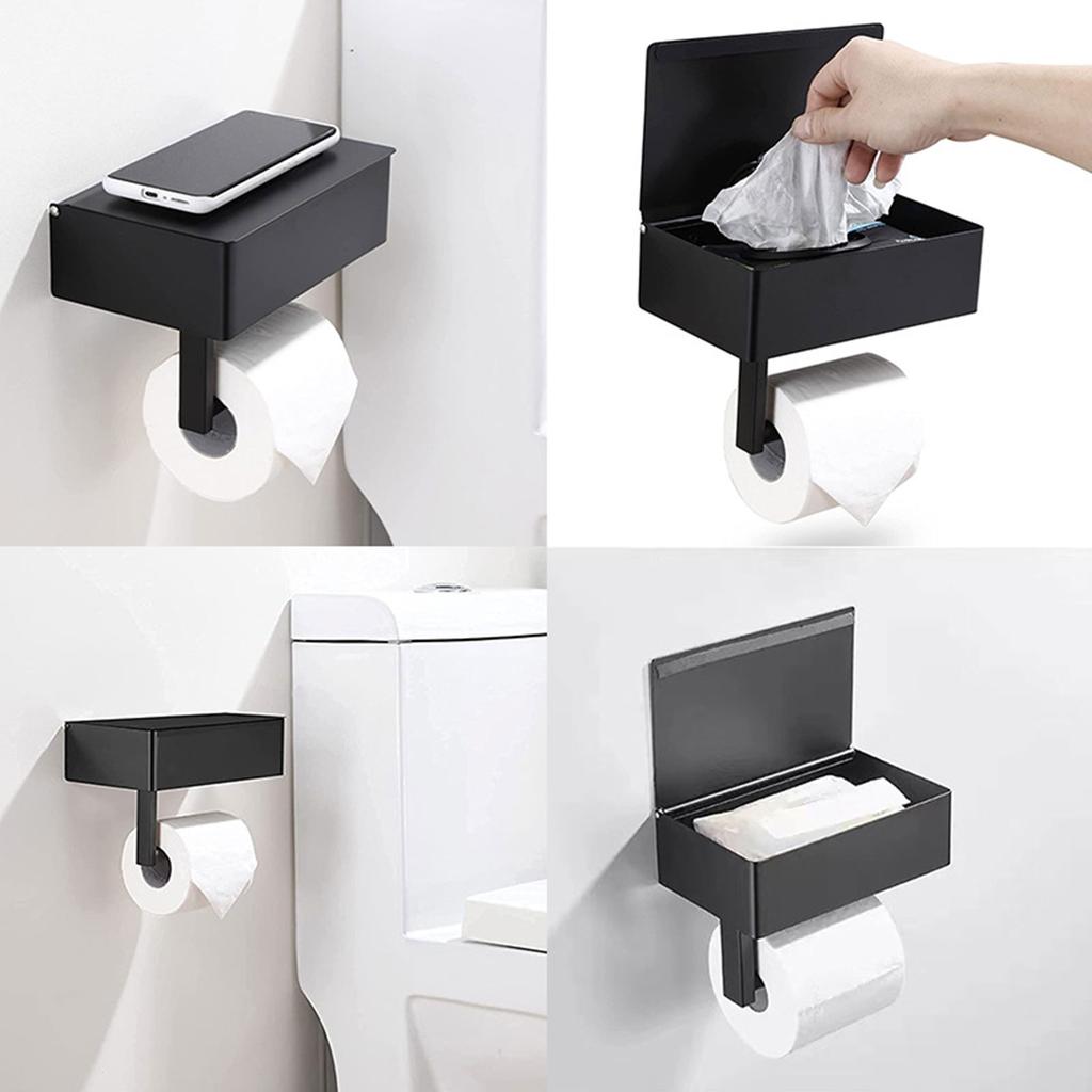 Toilet Paper Holder With Wipes Dispenser Flushable Wet Wipes Dispenser For Bathroom Wipe Storage Shelf Stainless Steel Wall