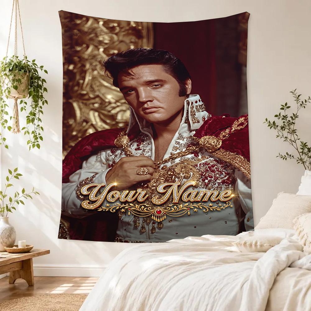Elvis Presley Custom Wall Tapestry Foldable Wall Tapestry Non-Fading Color Great for Bedroom Wall All-Season Use Gifts For Family Or Friends