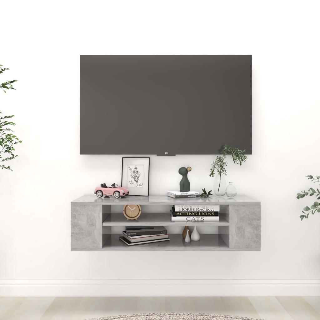 Wall Mounted TV Cabinet Concrete Grey 100 x 30 x 26.5 cm Engineered Wood