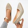 Women Fashion Sweet Light Weight Gold Soft Leather Stiletto Heel Shoes Lady Classic Office Career Work Pumps Zapato Mujer