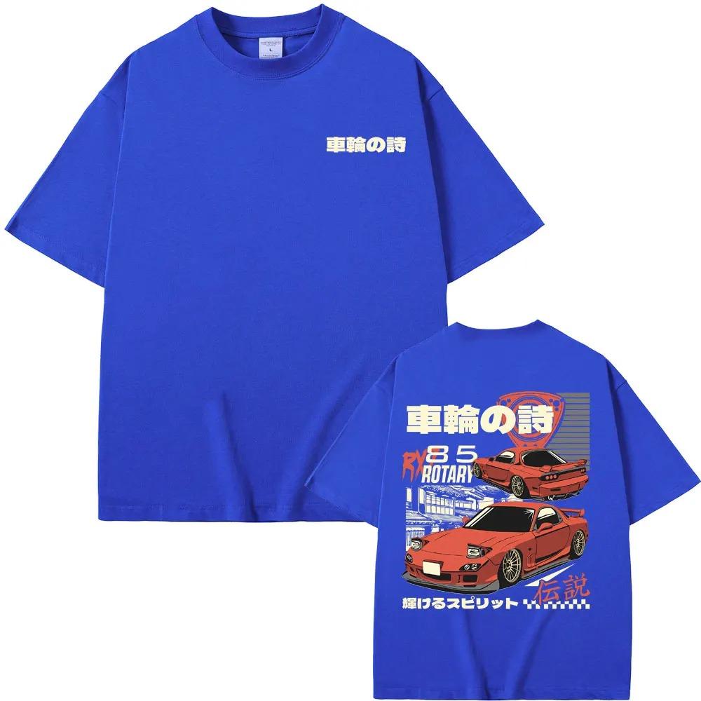 2024 Anime Initial D Drift AE86 Double Sided Print Tshirt RX-7 R34 Skyline GTR JDM Men's Vintage Harajuku Oversized T Shirts