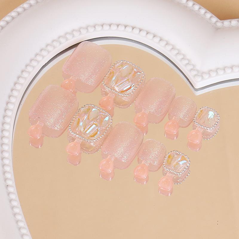

Hot Selling Glitter Toenail Art Patches - 24 Removable Summer Nail Pieces Gel Glue Kit
