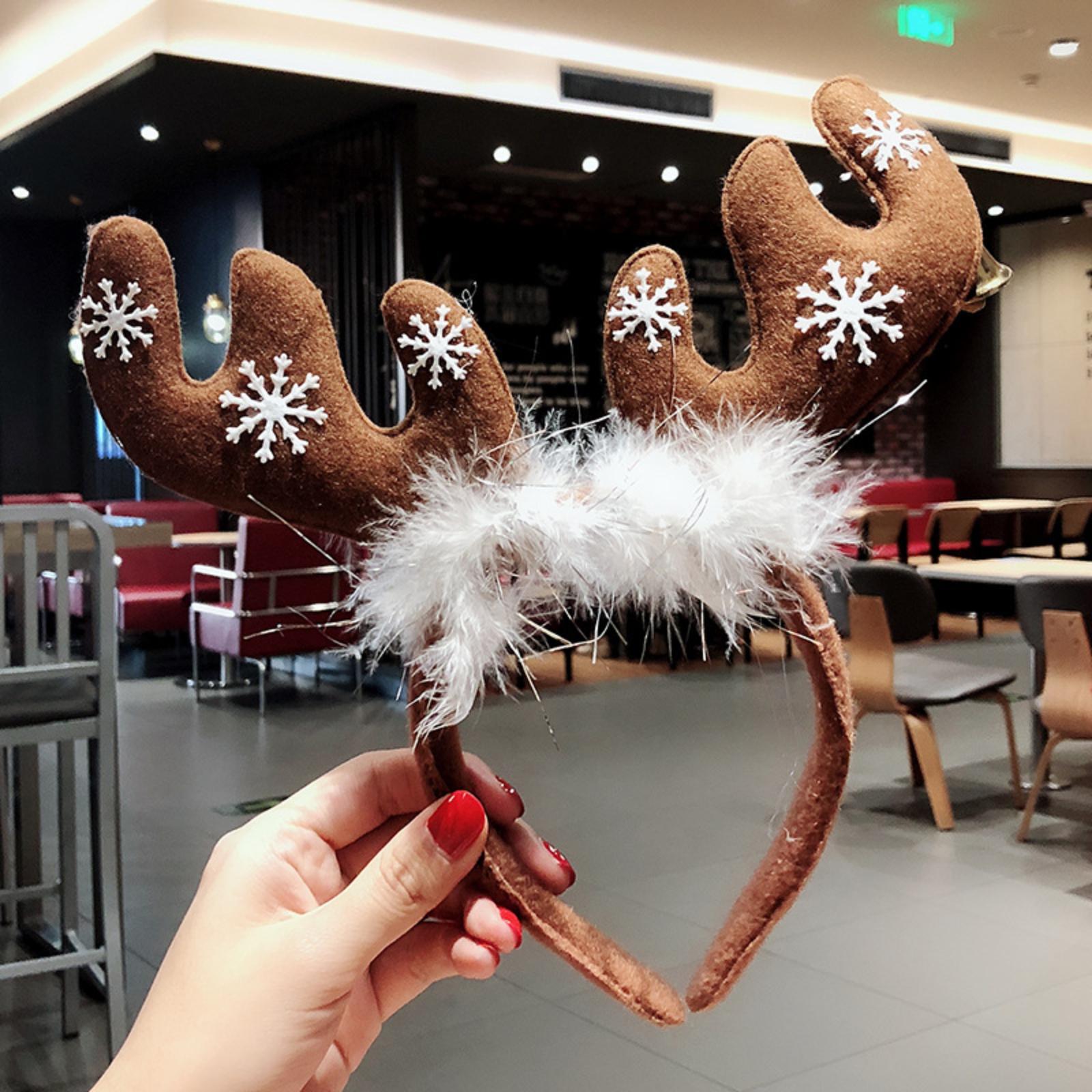

Christmas Headband For Adults And Children Festive Antler Headpiece Glowing Elderly Headband With Buckle Decorative Accessory For Female Influencers One Size коричневий