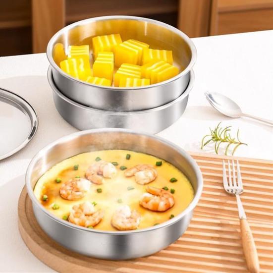 Stainless Steel Egg Steamer Bowl with Lid Food Grade Steaming Pot for Microwave Heat Resistant Custard Dish for Home Kitchen