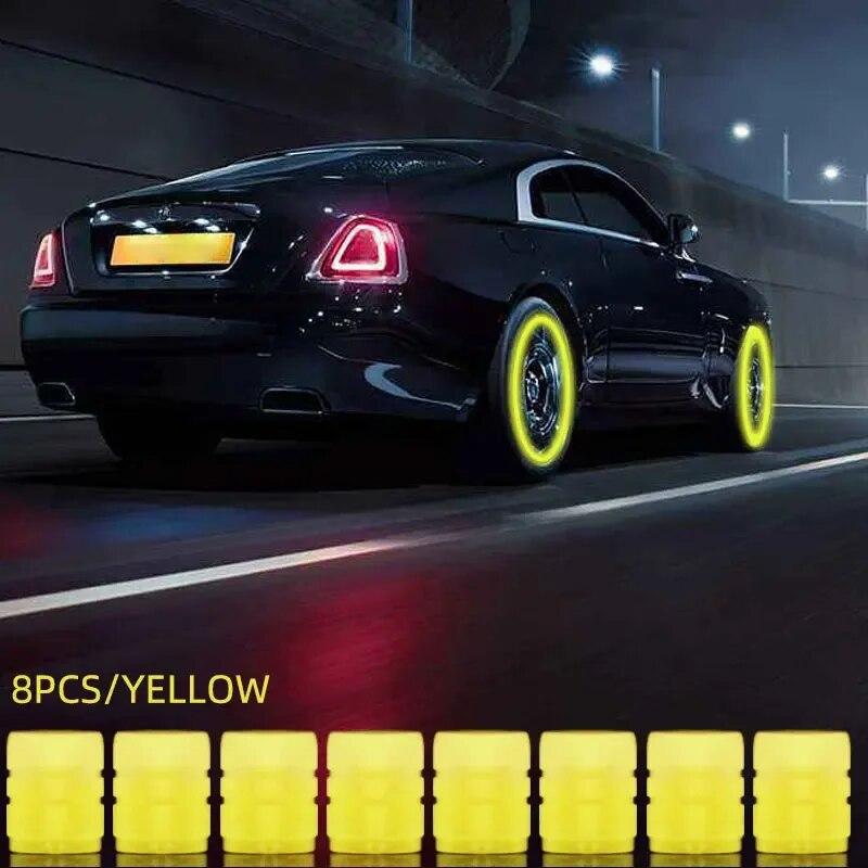 8 STÜCKE Leuchtende Ventile Motorrad Fahrrad Fahrrad Auto Rad Reifen Nabenkappe Fluoreszierend NachtleuchtendLeuchtende Ventilkappenzierde