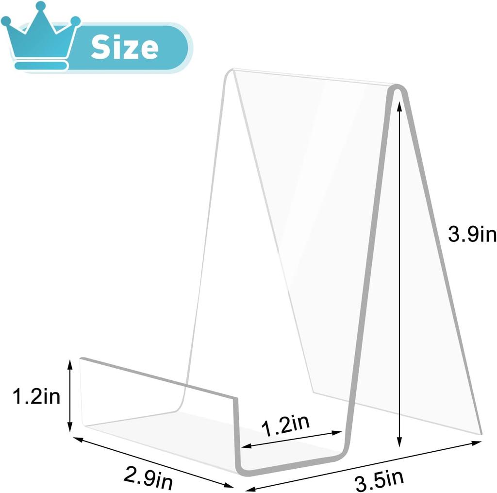 6 Pack Acrylic Book Stand Thickened Clear Book Display Easel Holder for Tablets Newspaper Magazines Notebooks Textbooks CDs