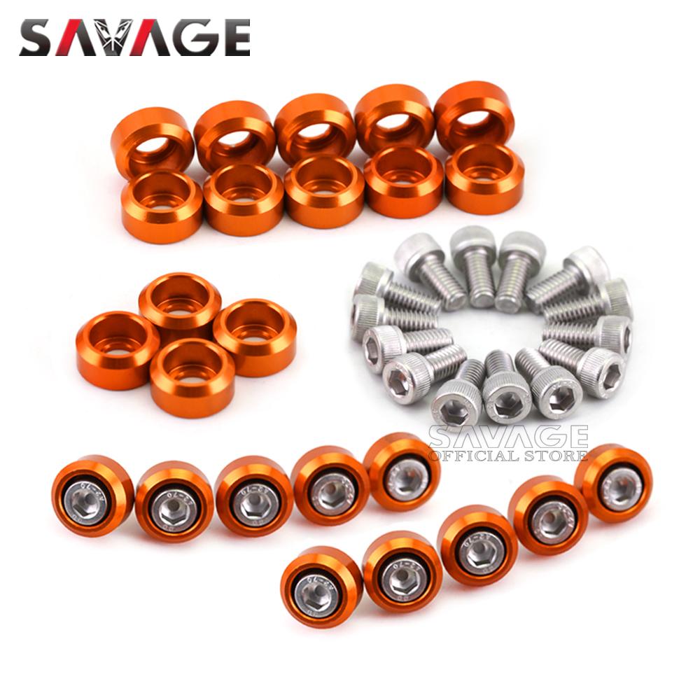 24pcs Front Fender Frame Fairing Screw For 390 DUKE 2018-2022 Motorcycle Accessories Fuel Tank Radiator Engine Guard Washer