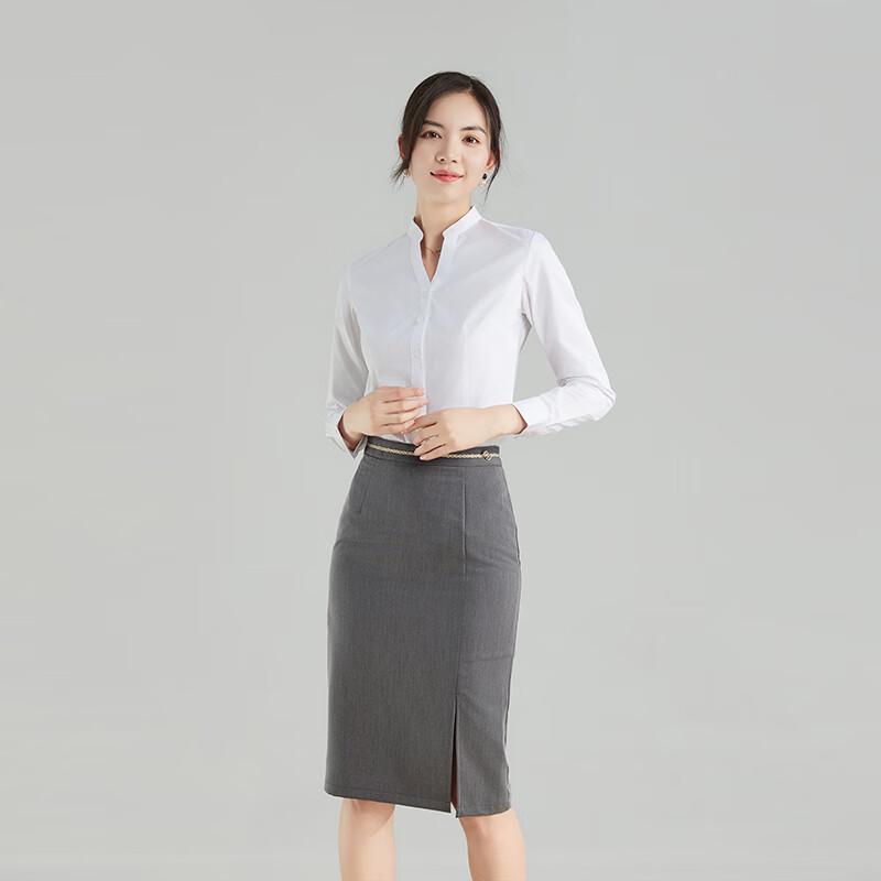 Teluoman Women's Professional Gray Midi Pencil Skirt