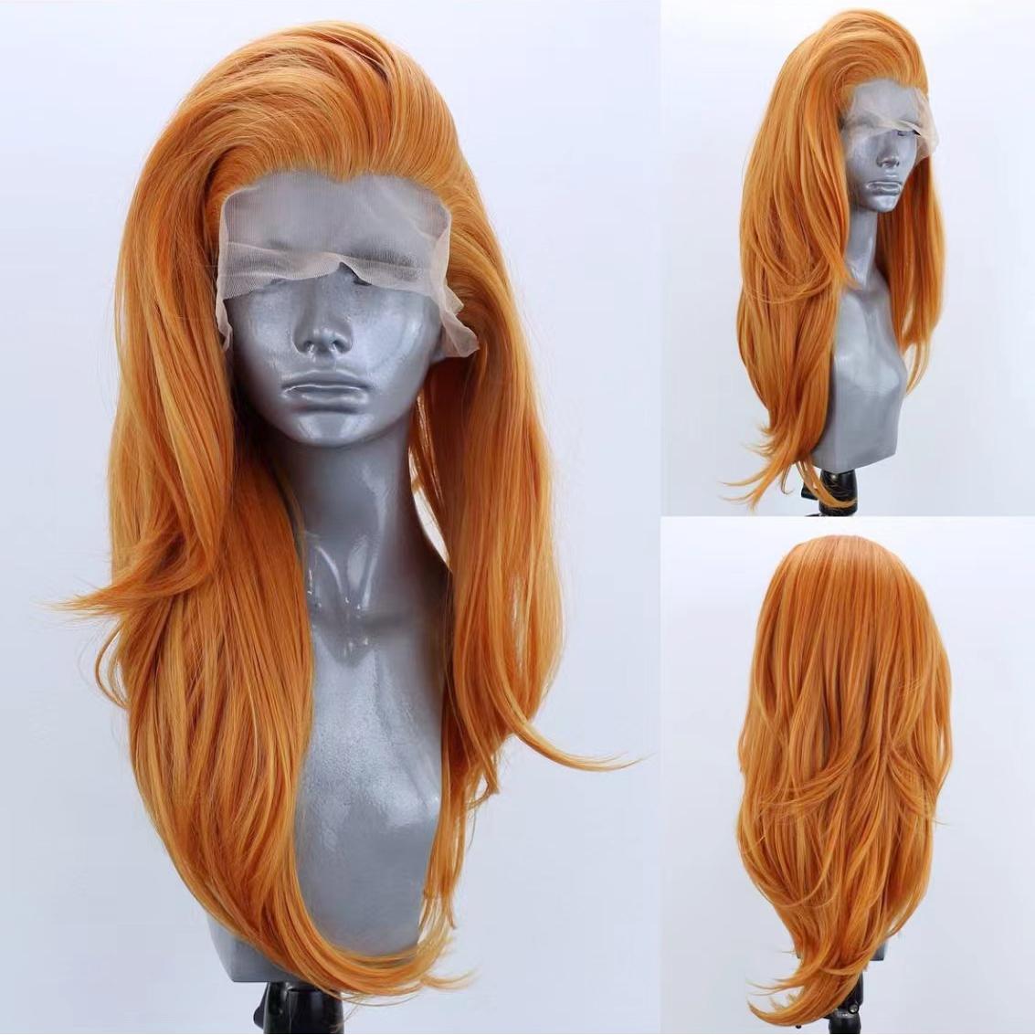 

AIMEYA Ginger Orange Long Natural Wavy Wig for Women Girls Pre Plucked Natural Hairline Lace Front Wigs Free Part Daily Wear Wig (Orange,18inches) оранжевый