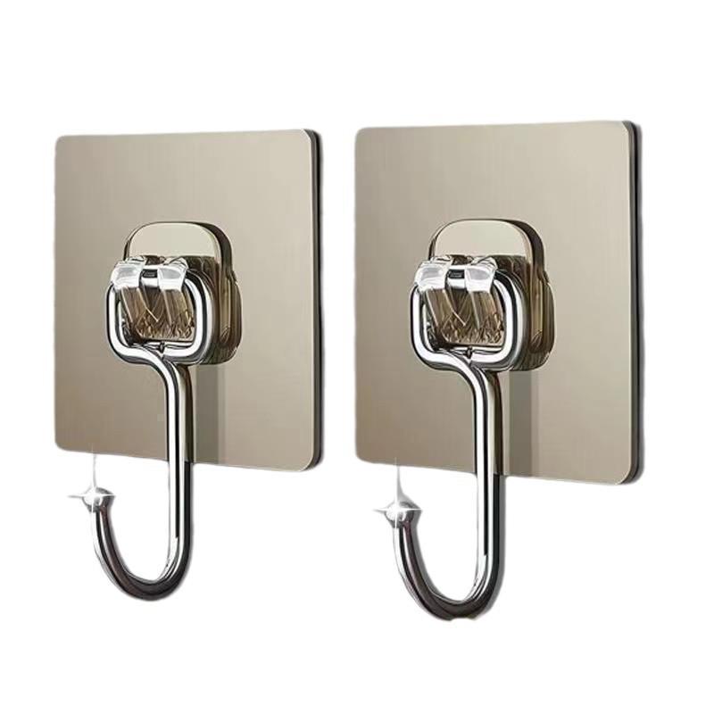 Strong Adhesive Stainless Steel Wall Hooks, No Drilling or Traces, Heavy-Duty for Bathroom & Kitchen.