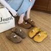 2025 autumn and winter new outer wear thick-soled one-pedal Muller bag head half slippers women's fringed cool slippers