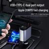 120W Multi-port Fast Car Charger with Retractable Cable and Cigarette Lighter Adapter