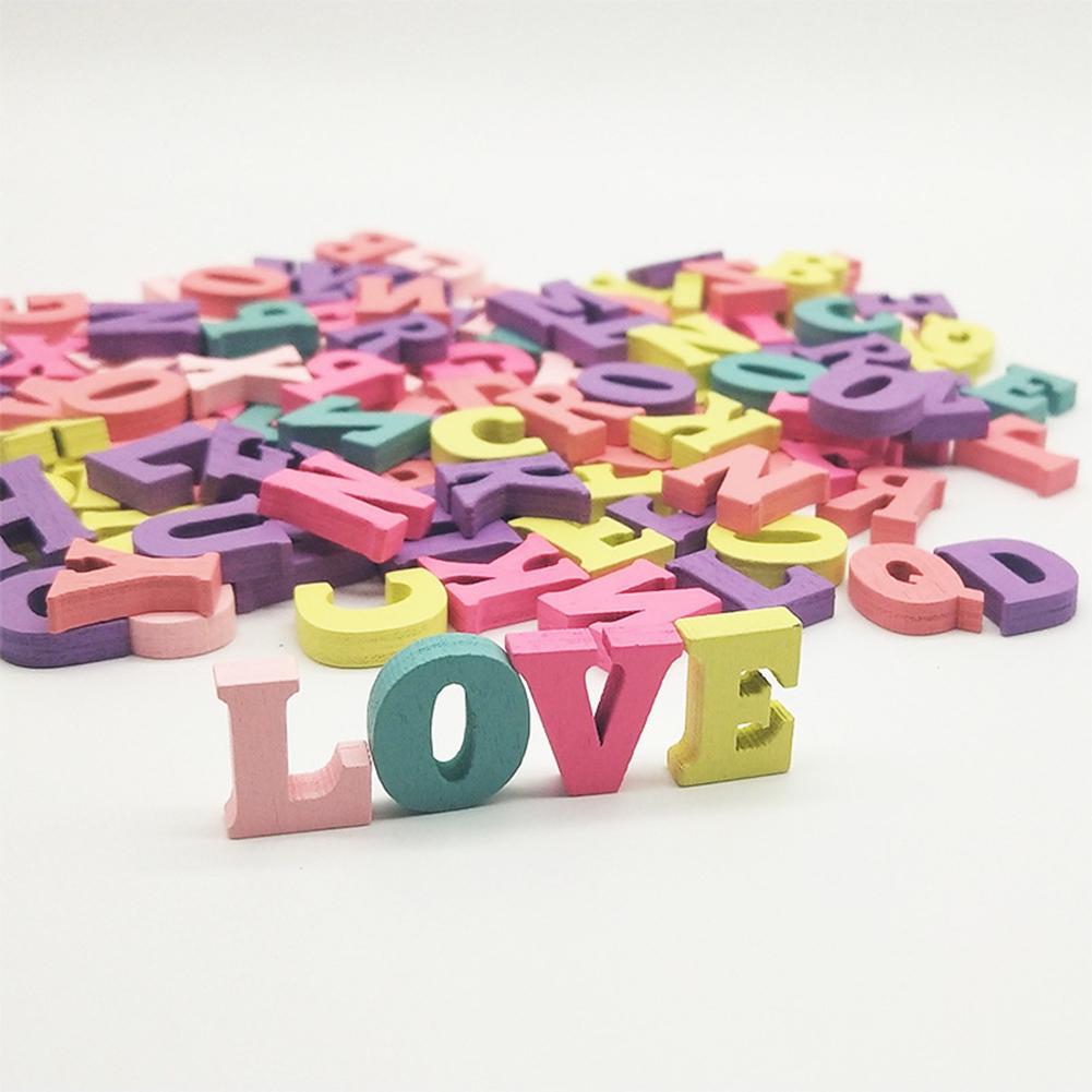 100Pcs DIY Handmade Mixed Color Wooden Letters Numbers Block Teaching Material