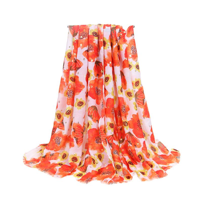 Lady Fashion Printed Satin Scarf Female Beach Loose Colorful Shawls Outdoor Travel Sun Protection Long Silk Scarf