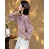 Women's Lightweight V-Neck Long Sleeve Printed Blouse