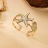 Fashion Bohemian Style Open Arm Ring Simple Gold Color Arm Bangle Adjustable Starfish Cuff Bracelet Jewelry Gift