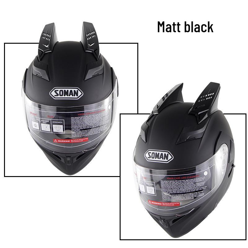 Unique Bull Horns Full-Face Motorcycle Racing Helmet - Fashionable and Personalized