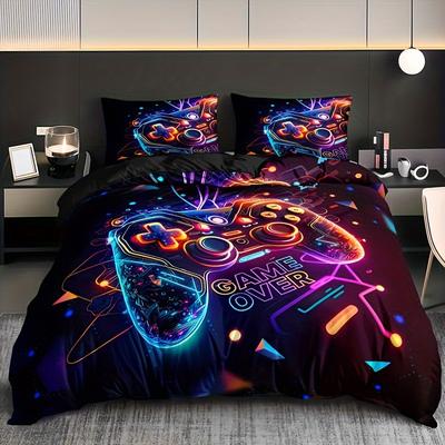 Gaming Gamer Comforter Covers Set Twin Size, Video Games Bedding Set for Kids,Teens,Modern Boys Cartoon Gamepad Duvet Cover Sets