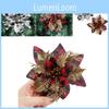 Exquisiter 14cm Weihnachtsbaumschmuck mit rotem und goldenem Glitzer-Blumendesign