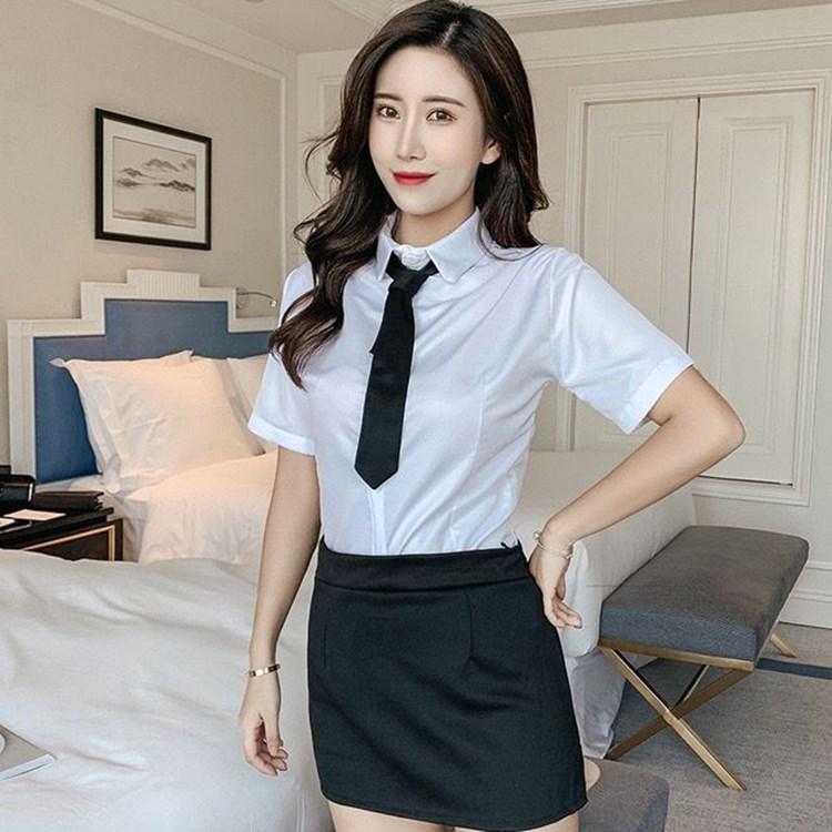 Sexy Lingerie Female Secretary Outfit Sexy White Black Dress Sailor Professional Elastic