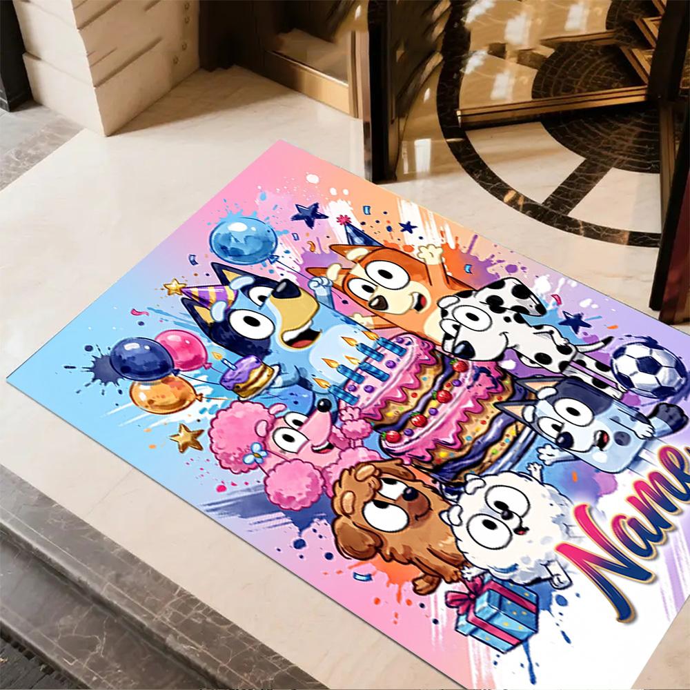 Bluey's Adventure World Customize Text Carpet Perfect for Hallway Balcony Study room Playrooms Anti-slip Rug Office home decor