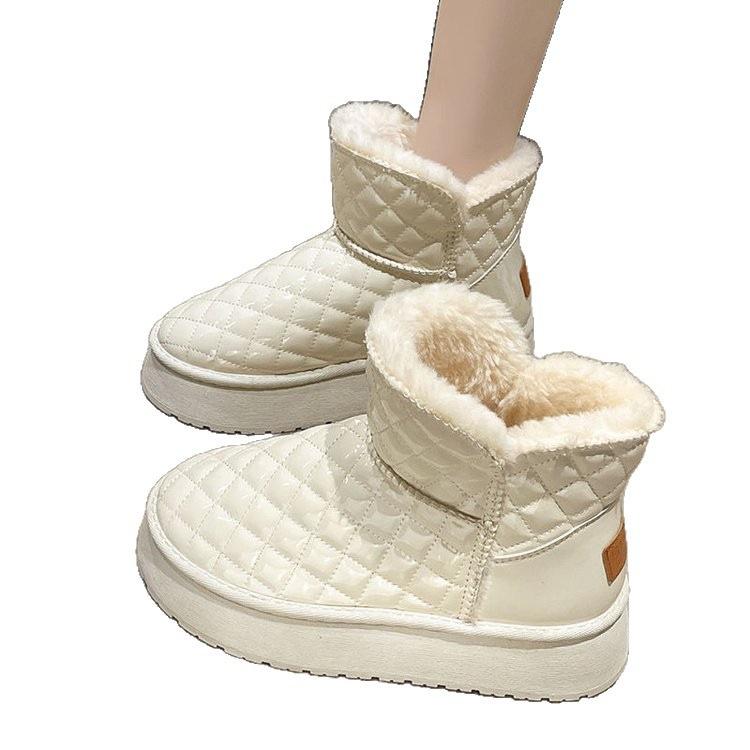 Winter waterproof leather velvet warm northeast plush snow boots women's 2025 new short cotton boots non-slip cotton shoes