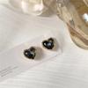 Japanese and Korean Simple Cute Black And White Heart Stud Earrings For Women  Girls Gold Color Jewelry Birthday Gifts