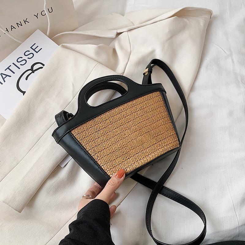 Retro Portable Fur Bag Substitute Vegetable Basket Bag Imitation Straw Pattern Women's Bag Handbag Dealer