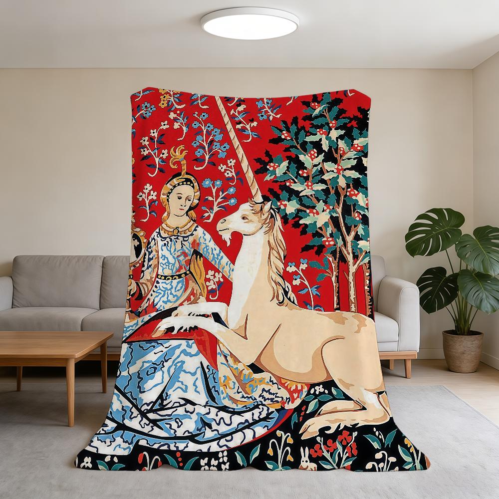 ART Tapestry Blanket Super Warm Comfortable Plush Throw Blanket Child Home Sofa Medieval Bedroom Gift 75x90cm