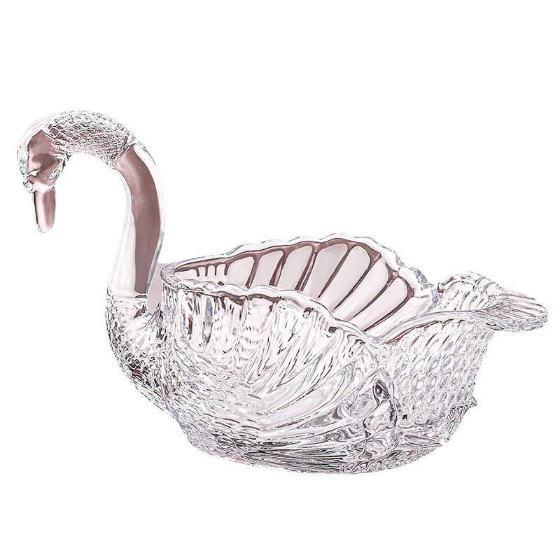 New High Beauty Fruit Tray Family Living Room Tea Table Crystal Glass Dim Sum Tray Candy Snack Tray Table Top Decoration Tray